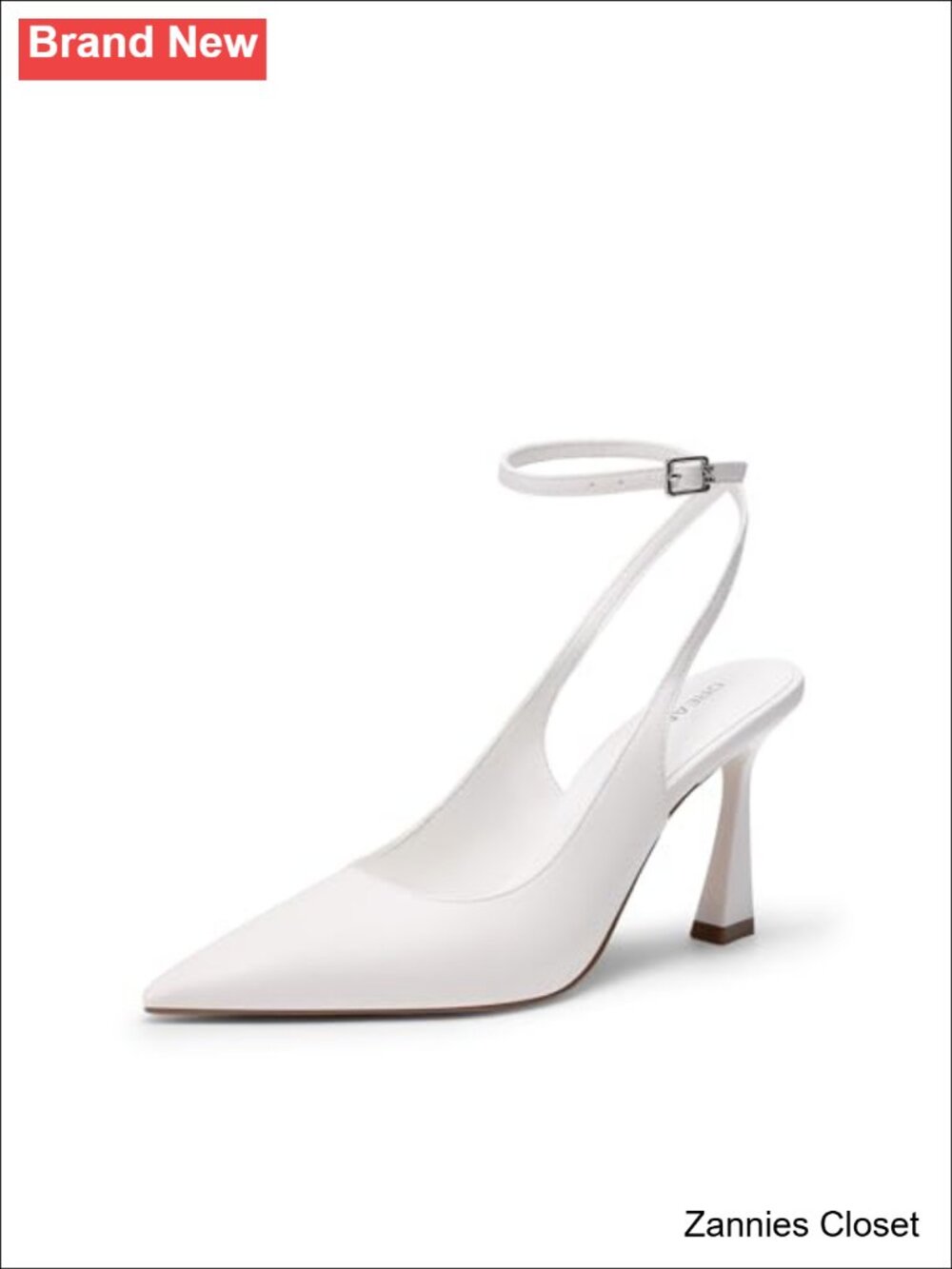 ✨ Women's Slingback Pointed Toe Pumps Faux Leather Flared Heel Dress Shoes